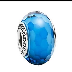 Pandora Fascinating Blue Faceted Murano Glass Bead Charm S925 ALE 791067